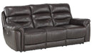 Lance Power Double Reclining Sofa with Power Headrests in Brown - U&U Home Budget Furniture (Carteret, NJ)