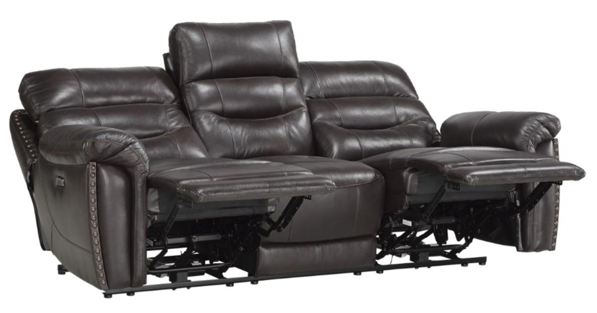 Lance Power Double Reclining Sofa with Power Headrests in Brown - U&U Home Budget Furniture (Carteret, NJ)