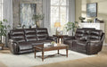 Lance Power Double Reclining Sofa with Power Headrests in Brown - U&U Home Budget Furniture (Carteret, NJ)
