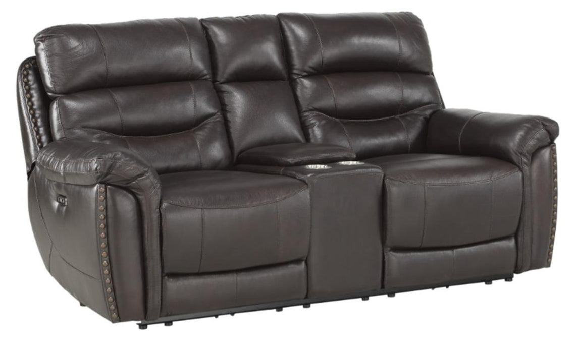 Lance Power Double Reclining Loveseat with Power Headrests in Brown - U&U Home Budget Furniture (Carteret, NJ)