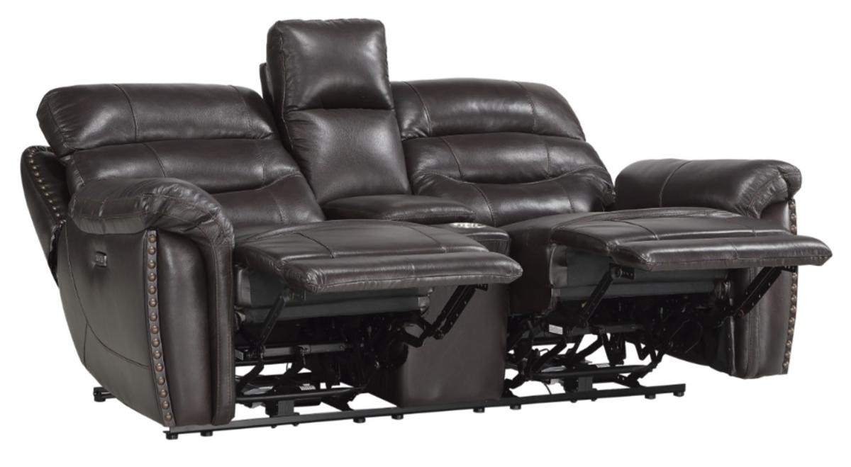 Lance Power Double Reclining Loveseat with Power Headrests in Brown - U&U Home Budget Furniture (Carteret, NJ)