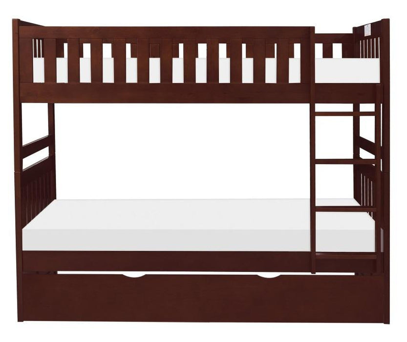Rowe Twin/Twin Bunk Bed w/ Twin Trundle Bed in Dark Cherry B2013DC-1*R - U&U Home Budget Furniture (Carteret, NJ)