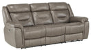 Danio Power Double Reclining Sofa with Power Headrests in Brownish Gray 9528BRG-3PWH - U&U Home Budget Furniture (Carteret, NJ)