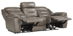 Danio Power Double Reclining Sofa with Power Headrests in Brownish Gray 9528BRG-3PWH - U&U Home Budget Furniture (Carteret, NJ)