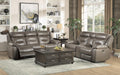 Danio Power Double Reclining Sofa with Power Headrests in Brownish Gray 9528BRG-3PWH - U&U Home Budget Furniture (Carteret, NJ)