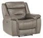 Danio Power Double Reclining Chair with Power Headrests in Brownish Gray 9528BRG-1PWH - U&U Home Budget Furniture (Carteret, NJ)
