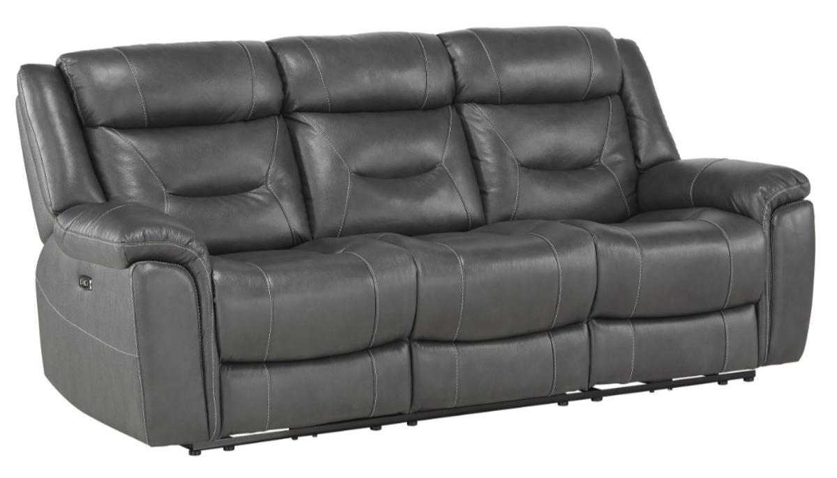 Danio Power Double Reclining Sofa with Power Headrests in Dark Gray 9528DGY-3PWH - U&U Home Budget Furniture (Carteret, NJ)