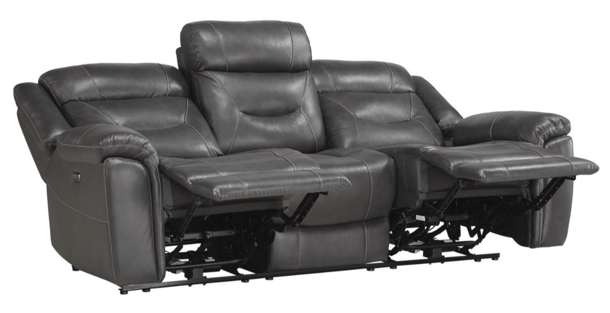Danio Power Double Reclining Sofa with Power Headrests in Dark Gray 9528DGY-3PWH - U&U Home Budget Furniture (Carteret, NJ)