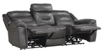 Danio Power Double Reclining Sofa with Power Headrests in Dark Gray 9528DGY-3PWH - U&U Home Budget Furniture (Carteret, NJ)