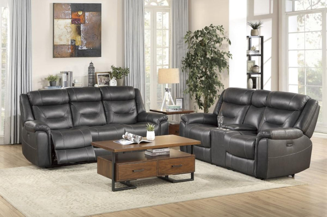 Danio Power Double Reclining Sofa with Power Headrests in Dark Gray 9528DGY-3PWH - U&U Home Budget Furniture (Carteret, NJ)