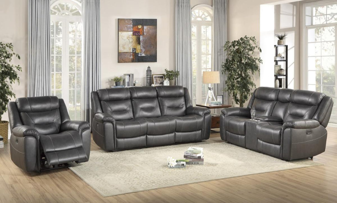 Danio Power Double Reclining Sofa with Power Headrests in Dark Gray 9528DGY-3PWH - U&U Home Budget Furniture (Carteret, NJ)