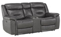 Danio Power Double Reclining Loveseat with Power Headrests in Dark Gray 9528DGY-2PWH - U&U Home Budget Furniture (Carteret, NJ)
