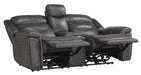 Danio Power Double Reclining Loveseat with Power Headrests in Dark Gray 9528DGY-2PWH - U&U Home Budget Furniture (Carteret, NJ)