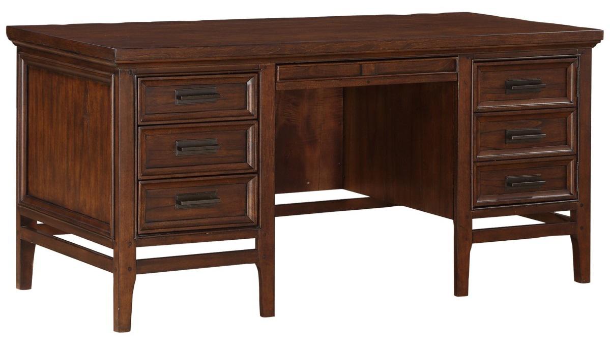 Frazier Executive Desk in Brown Cherry 1649-17 - U&U Home Budget Furniture (Carteret, NJ)