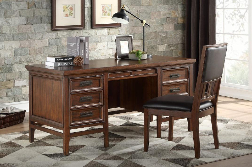 Frazier Executive Desk in Brown Cherry 1649-17 - U&U Home Budget Furniture (Carteret, NJ)