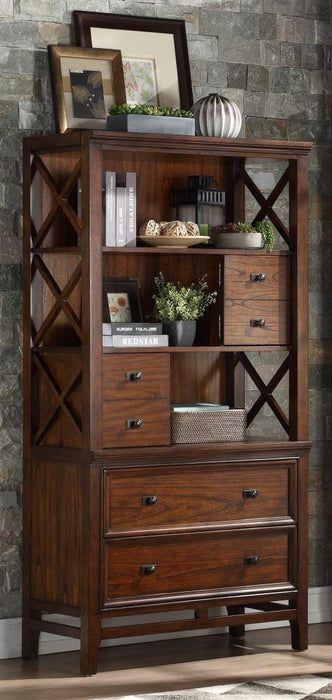 Frazier Bookcase in Brown Cherry 1649-18 - U&U Home Budget Furniture (Carteret, NJ)