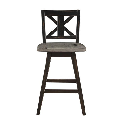 Amsonia Swivel Counter Height Chair in Gray and Black (Set of 2) - U&U Home Budget Furniture (Carteret, NJ)