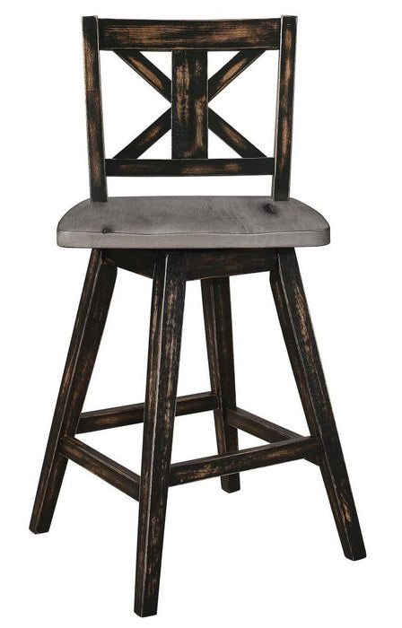 Amsonia Swivel Counter Height Chair in Gray and Black (Set of 2) - U&U Home Budget Furniture (Carteret, NJ)