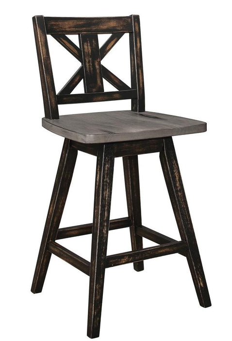 Amsonia Swivel Counter Height Chair in Gray and Black (Set of 2) - U&U Home Budget Furniture (Carteret, NJ)