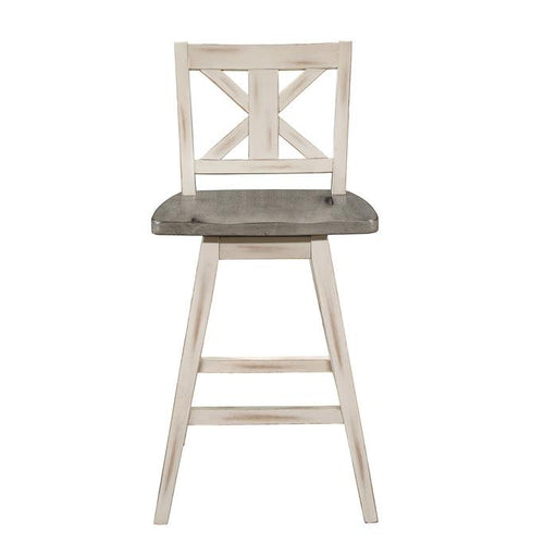 Amsonia Swivel Counter Height Chair in Gray and White (Set of 2) - U&U Home Budget Furniture (Carteret, NJ)
