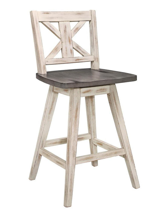 Amsonia Swivel Counter Height Chair in Gray and White (Set of 2) - U&U Home Budget Furniture (Carteret, NJ)