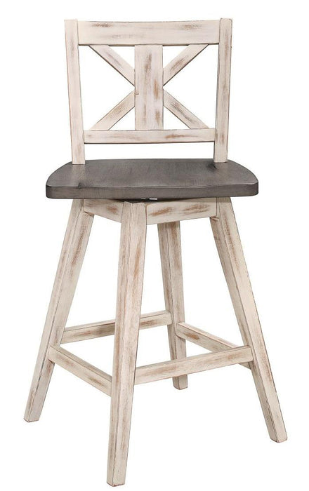Amsonia Swivel Counter Height Chair in Gray and White (Set of 2) - U&U Home Budget Furniture (Carteret, NJ)