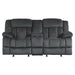 Laurelton Double Glider Reclining Loveseat w/ Center Console in Charcoal 9636CC-2 - U&U Home Budget Furniture (Carteret, NJ)