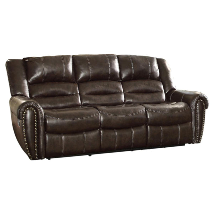 Center Hill Double Reclining Sofa in Dark Brown 9668BRW-3 - U&U Home Budget Furniture (Carteret, NJ)