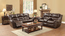 Center Hill Double Reclining Sofa in Dark Brown 9668BRW-3 - U&U Home Budget Furniture (Carteret, NJ)