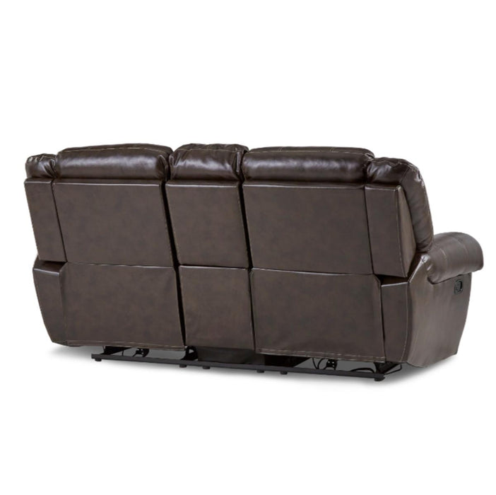 Center Hill Double Glider Reclining Loveseat w/ Center Console in Dark Brown 9668BRW-2 - U&U Home Budget Furniture (Carteret, NJ)