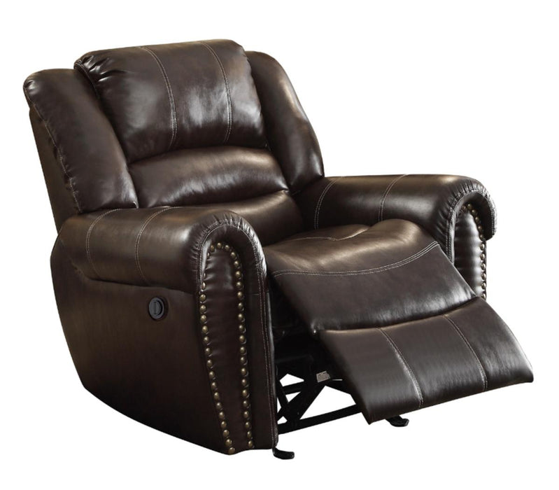 Center Hill Glider Reclining Chair in Dark Brown 9668BRW-1 - U&U Home Budget Furniture (Carteret, NJ)