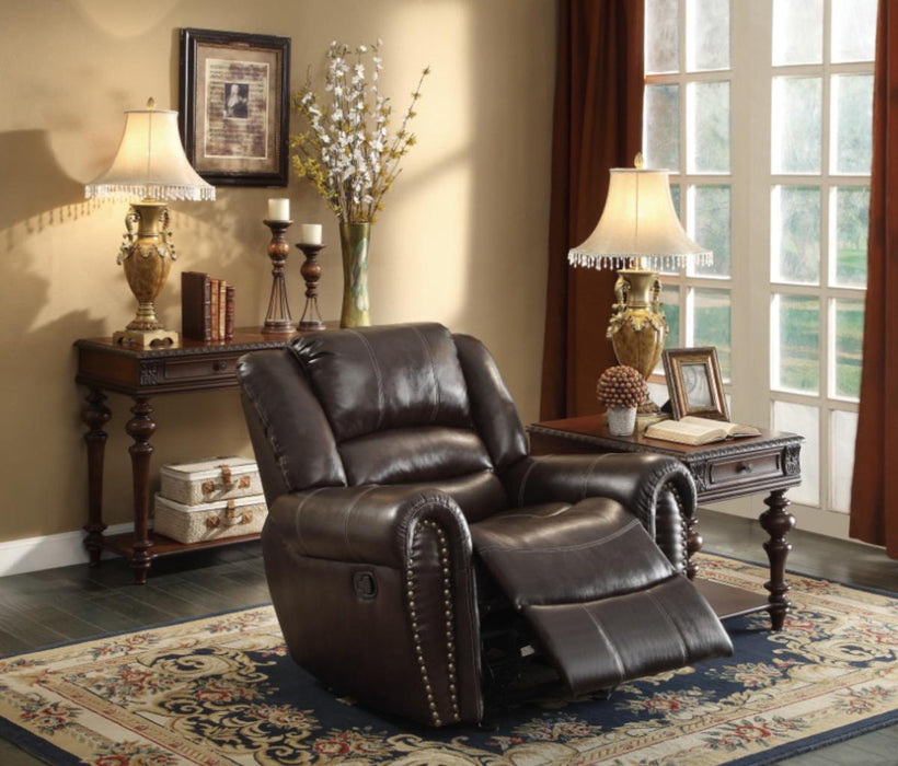 Center Hill Glider Reclining Chair in Dark Brown 9668BRW-1 - U&U Home Budget Furniture (Carteret, NJ)