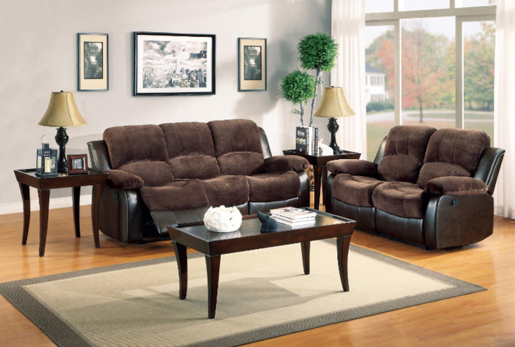Granley Double Reclining Sofa in Chocolate 9700FCP-3 - U&U Home Budget Furniture (Carteret, NJ)