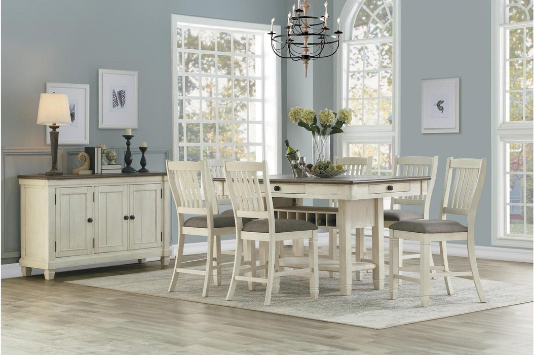 Granby Counter Height Dining Table in White & Brown 5627NW-36* - U&U Home Budget Furniture (Carteret, NJ)