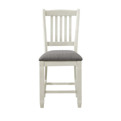 Granby Counter Height Chair in White & Brown (Set of 2) - U&U Home Budget Furniture (Carteret, NJ)