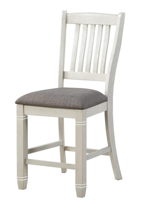 Granby Counter Height Chair in White & Brown (Set of 2) - U&U Home Budget Furniture (Carteret, NJ)