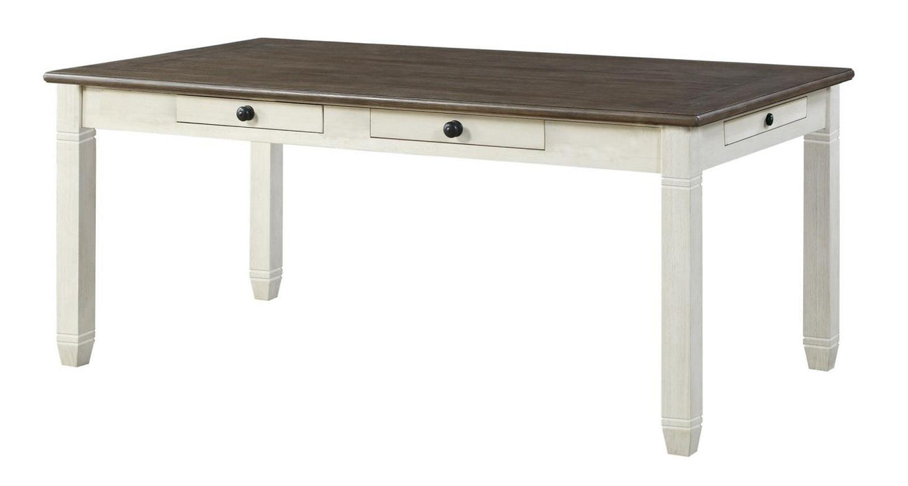Granby Dining Table in White & Brown 5627NW-72 - U&U Home Budget Furniture (Carteret, NJ)