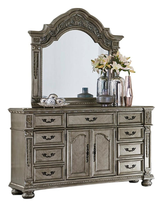 Catalonia Mirror in Platinum Gold 1824PG-6 - U&U Home Budget Furniture (Carteret, NJ)