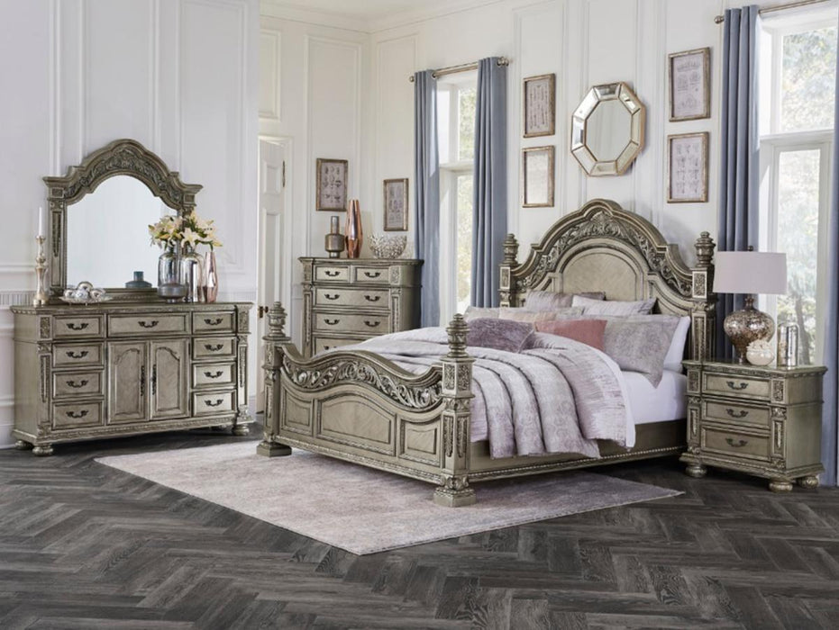 Catalonia Mirror in Platinum Gold 1824PG-6 - U&U Home Budget Furniture (Carteret, NJ)