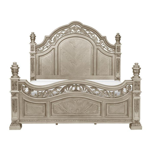 Catalonia Queen Poster Bed in Platinum Gold 1824PG-1* - U&U Home Budget Furniture (Carteret, NJ)
