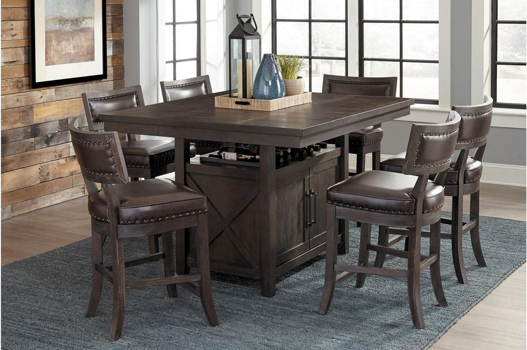 Oxton Counter Hight Chair in Dark Cherry (Set of 2) - U&U Home Budget Furniture (Carteret, NJ)