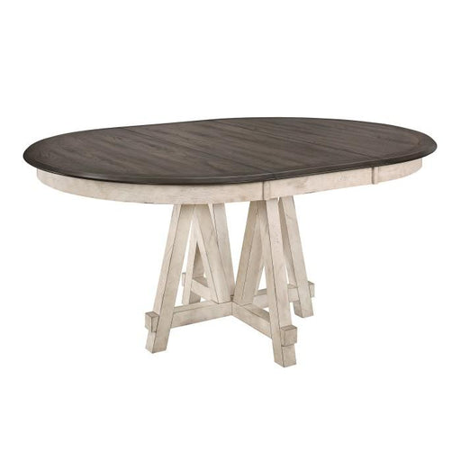Clover Round Dining Table in White and Gray 5656-66* - U&U Home Budget Furniture (Carteret, NJ)