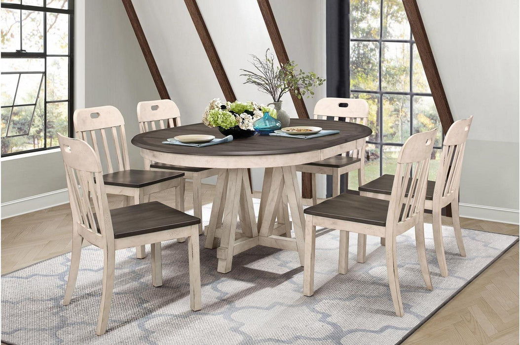 Clover Round Dining Table in White and Gray 5656-66* - U&U Home Budget Furniture (Carteret, NJ)