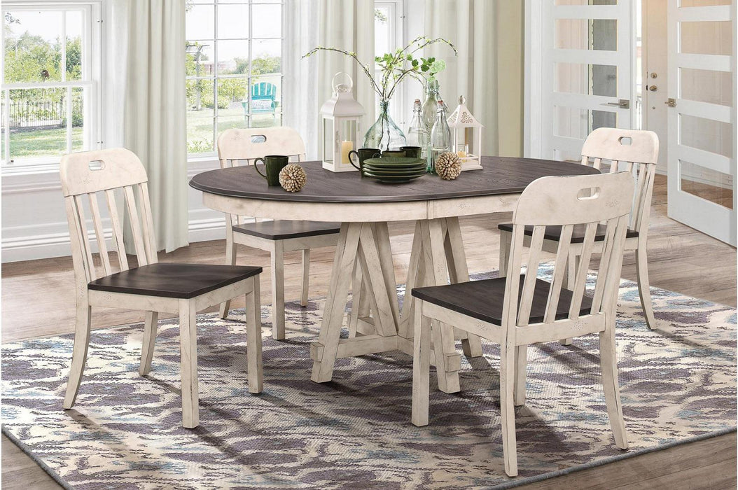 Clover Round Dining Table in White and Gray 5656-66* - U&U Home Budget Furniture (Carteret, NJ)