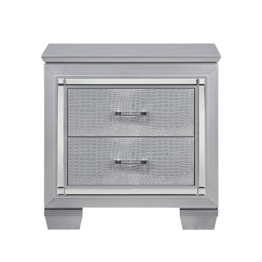 Allura Nightstand in Silver 1916-4 - U&U Home Budget Furniture (Carteret, NJ)