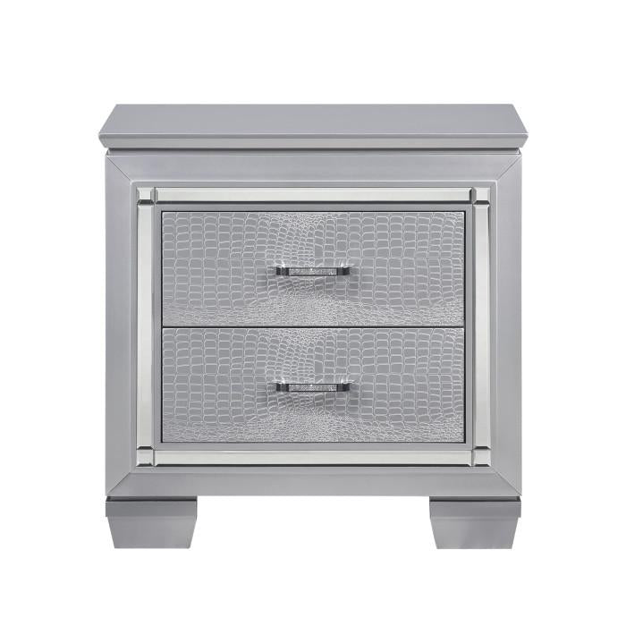 Allura Nightstand in Silver 1916-4 - U&U Home Budget Furniture (Carteret, NJ)