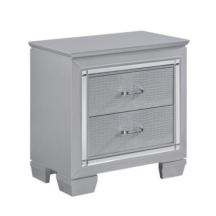Allura Nightstand in Silver 1916-4 - U&U Home Budget Furniture (Carteret, NJ)