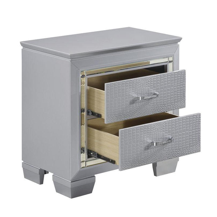 Allura Nightstand in Silver 1916-4 - U&U Home Budget Furniture (Carteret, NJ)