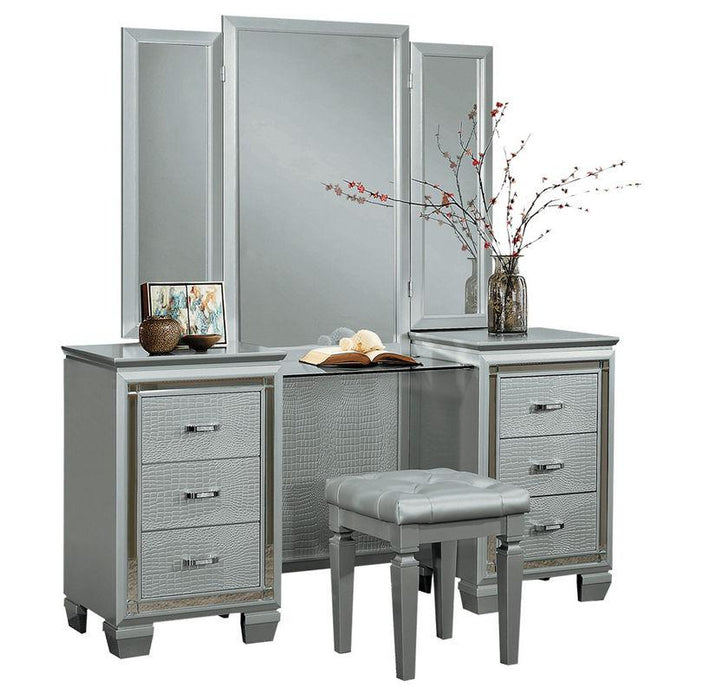Allura Vanity Stool in Silver 1916-14 - U&U Home Budget Furniture (Carteret, NJ)