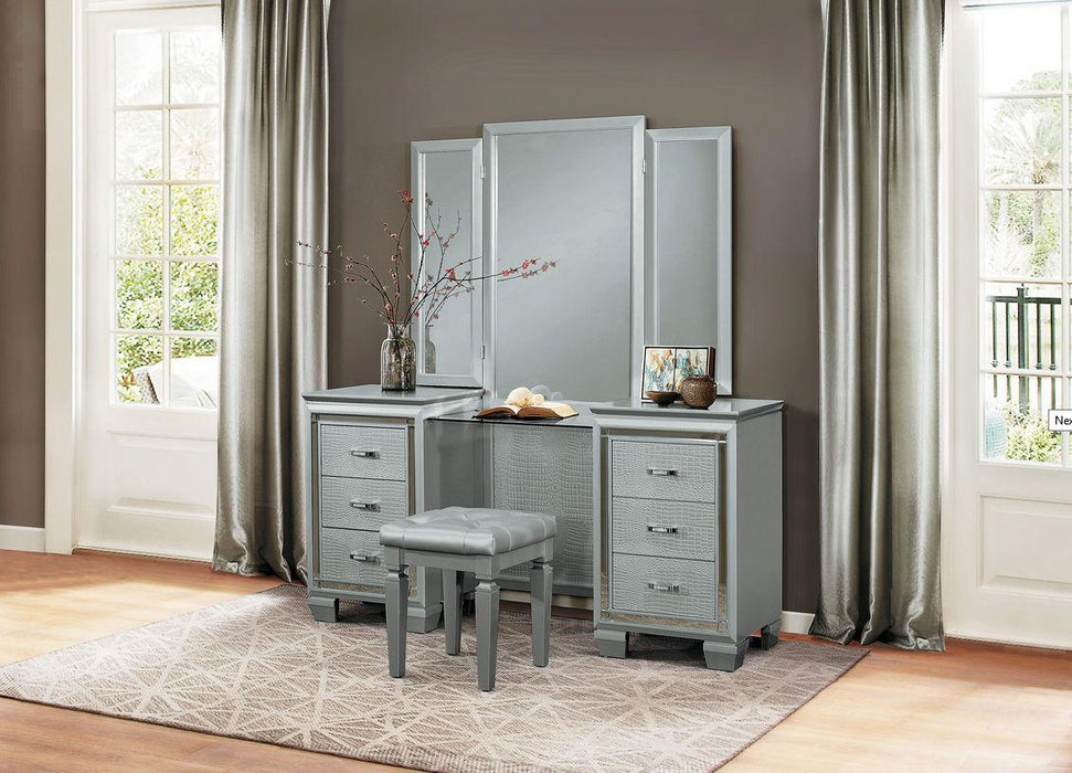 Allura Vanity Stool in Silver 1916-14 - U&U Home Budget Furniture (Carteret, NJ)